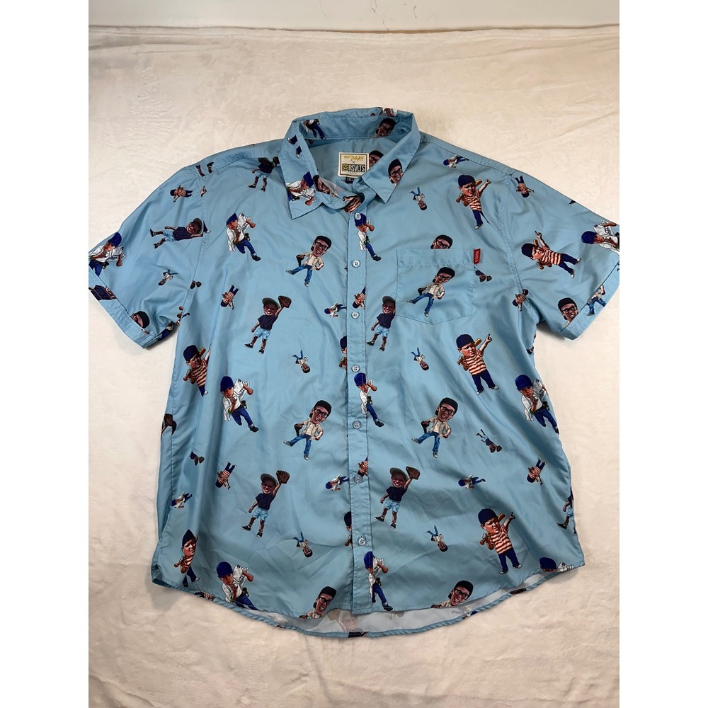RSVLTS The Sandlot Button Down Shirt 3XL‎ Blue Character Print Kunuflex Mens
